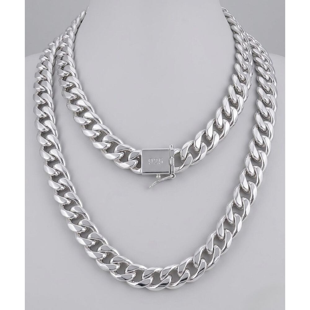 925 Stamped Silver 10mm Cuban Link Chain Necklace 24" Unisex